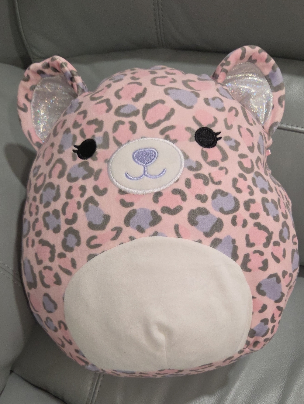 Squishmallows Pink Leopard Print Plush Animal Pillow - Soft Cuddly Toy